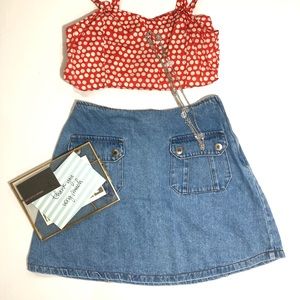 Vintage 90s Switch Side Zip Denim High Waist Skirt